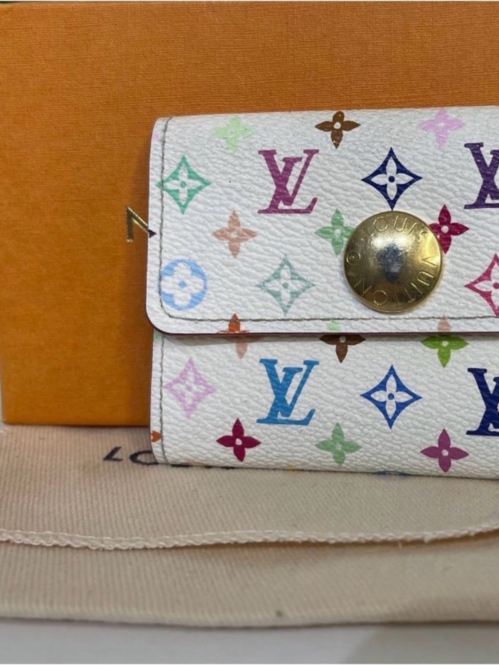 Louis Vuitton White Multicolor Takashi Murakami Card Wallet